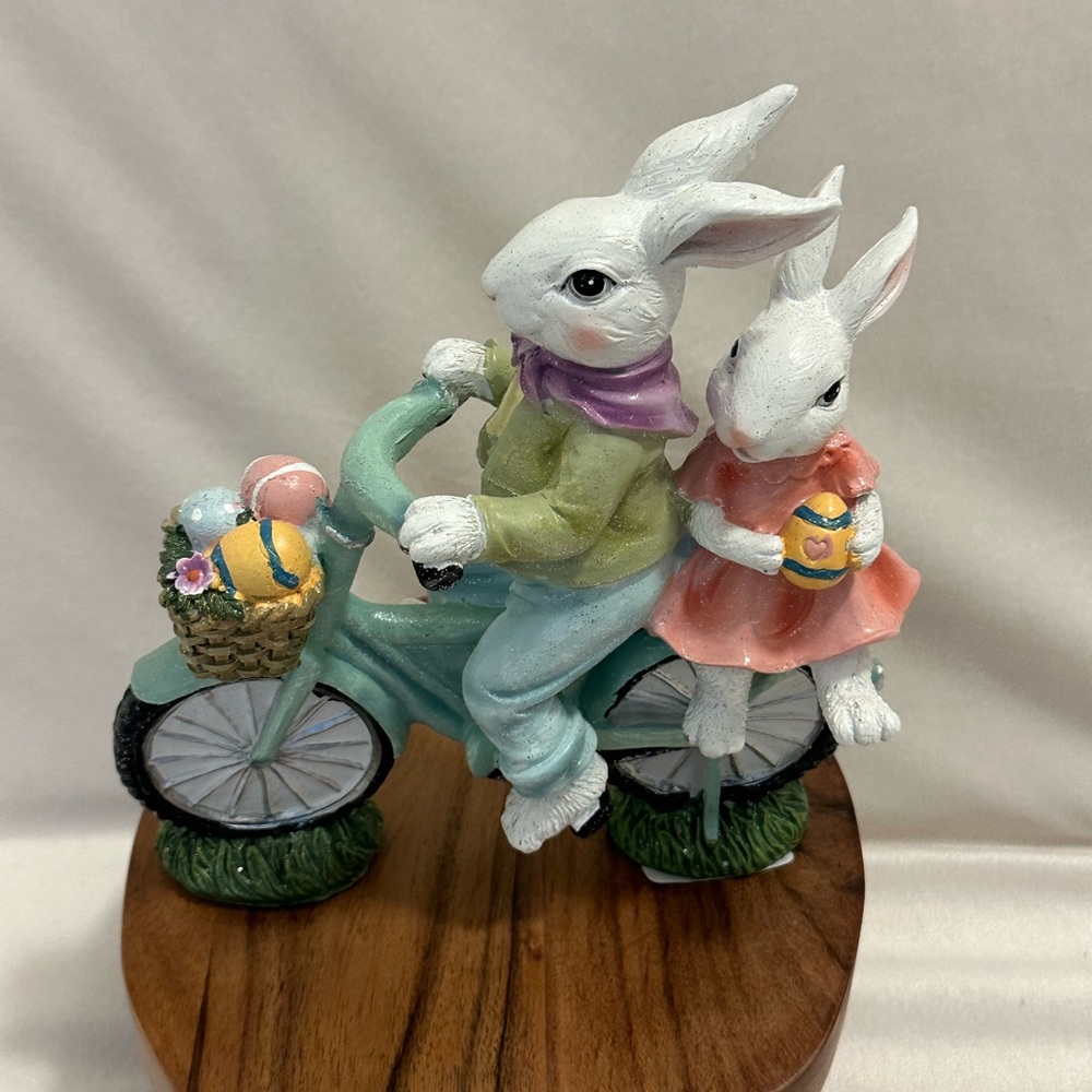 Bunny’s Bicycle Rabbit Easter Pastel Glitter New
